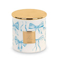 Candela battesimo fiocchi azzurri con coperchio oro